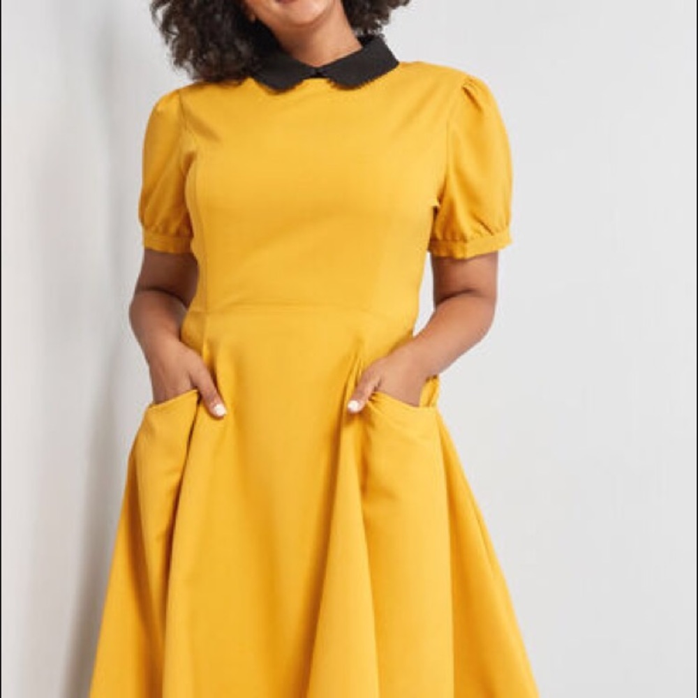Modcloth Retro etiquette gold dress 2x